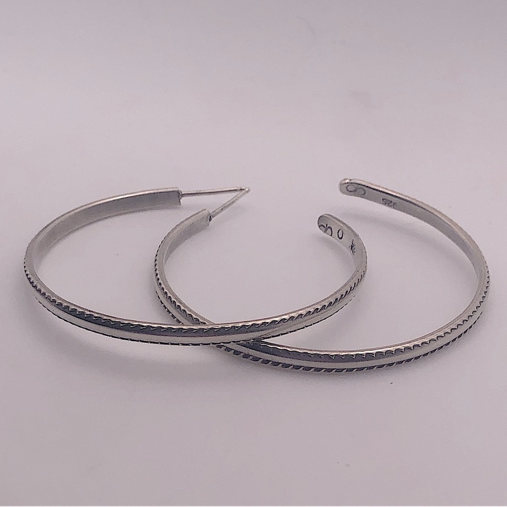 VTG Large Sterling Silver Hoop Earrings 2”